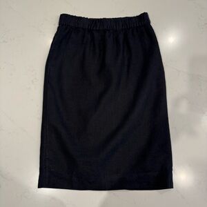 J.Crew : High Waist Pull-on Linen Midi Skirt : Black : Small : Cotton lined